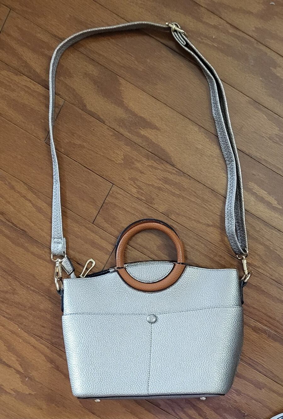 MELLOW WORLD Purse Crossbody with Circle Handles Medium Gold Brown